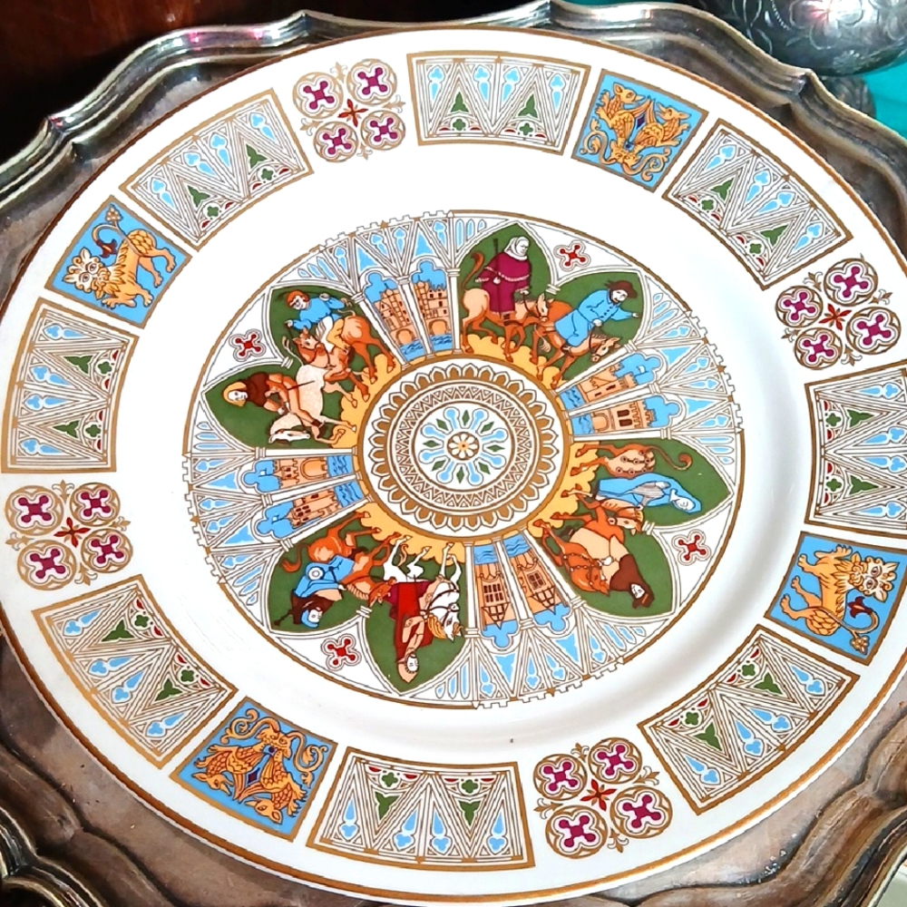 Spode Plate Depicting Chaucer's Canterbury Tales